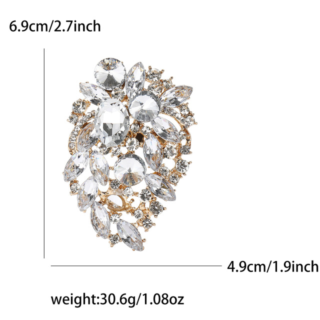 10 Colors Leaf Shaped Rhinestone Brooches in Bulk Wholesale