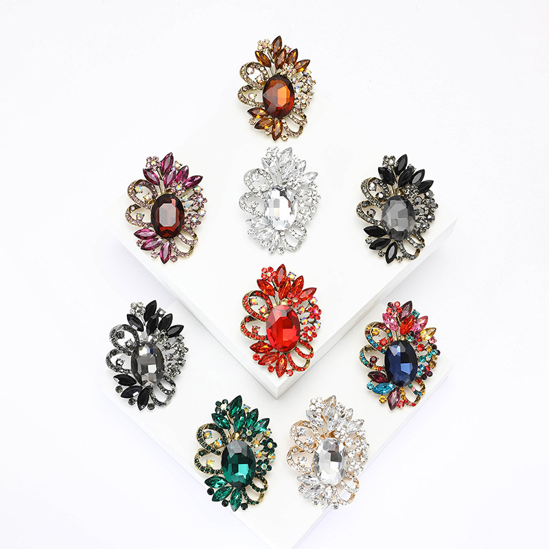 Luxury Rhinestone Brooch Pin for Coat Dress Decor Custom