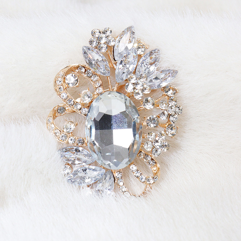 Luxury Rhinestone Brooch Pin for Coat Dress Decor Custom