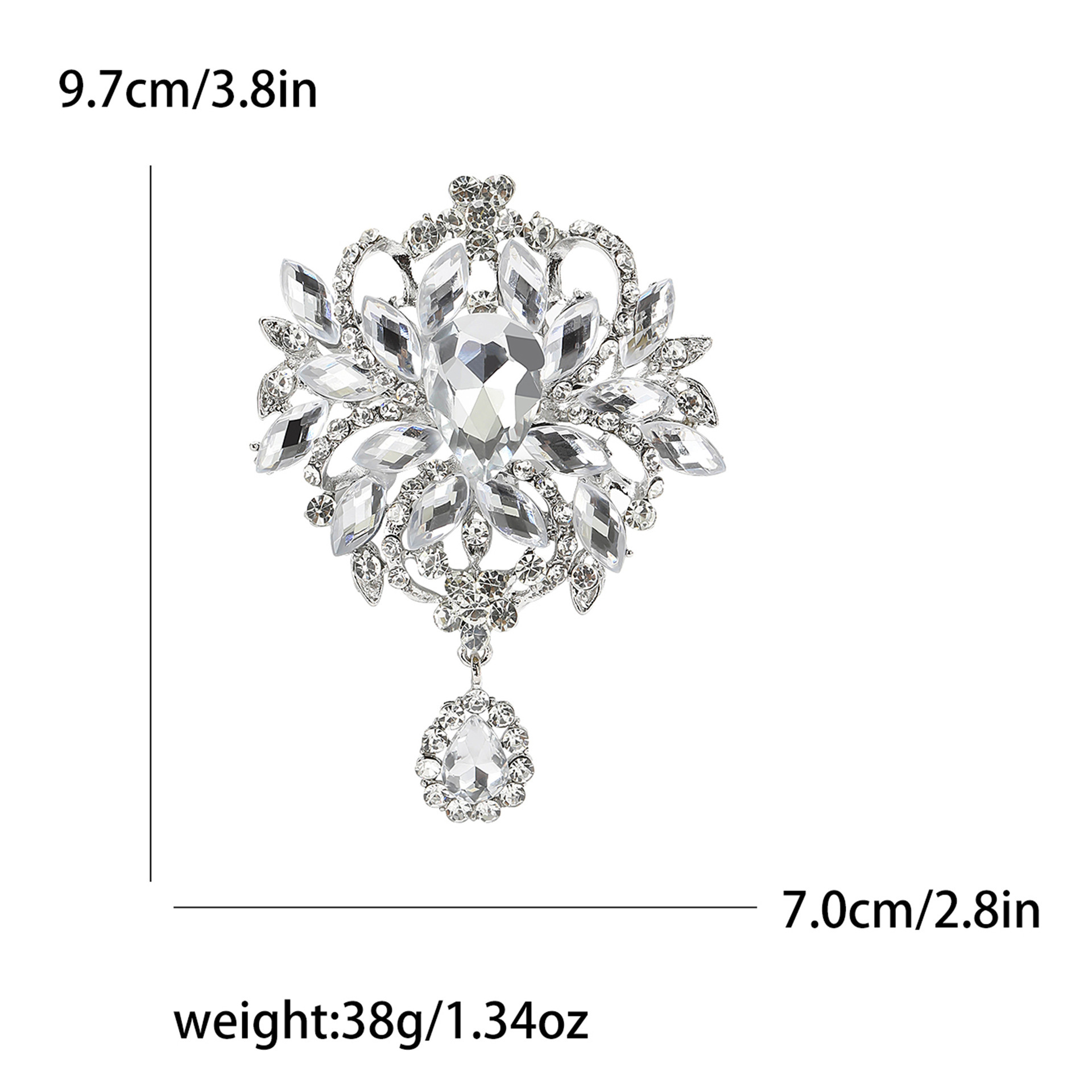 Elegant Diamond Rhinestone Brooch with Pendant for Dress Factory