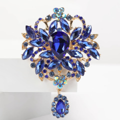 Elegant Diamond Rhinestone Brooch with Pendant for Dress Factory