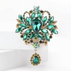 Elegant Diamond Rhinestone Brooch with Pendant for Dress Factory