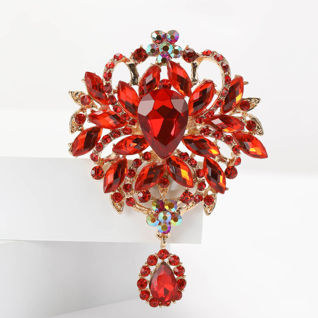 Elegant Diamond Rhinestone Brooch with Pendant for Dress Factory