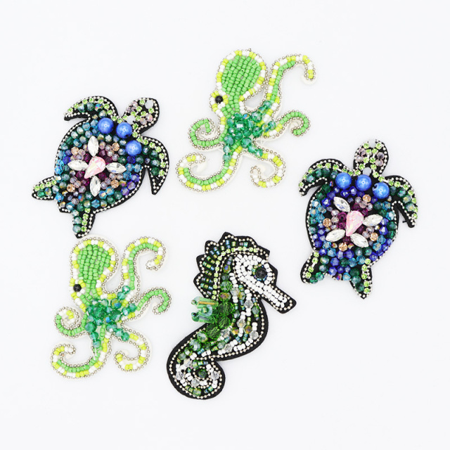 Multi Style Sea Animals Beaded Applique Patches Factory