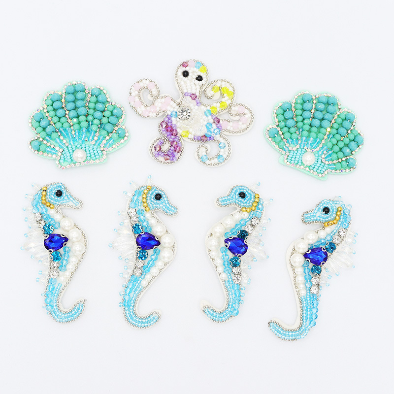 Multi Style Sea Animals Beaded Applique Patches Factory