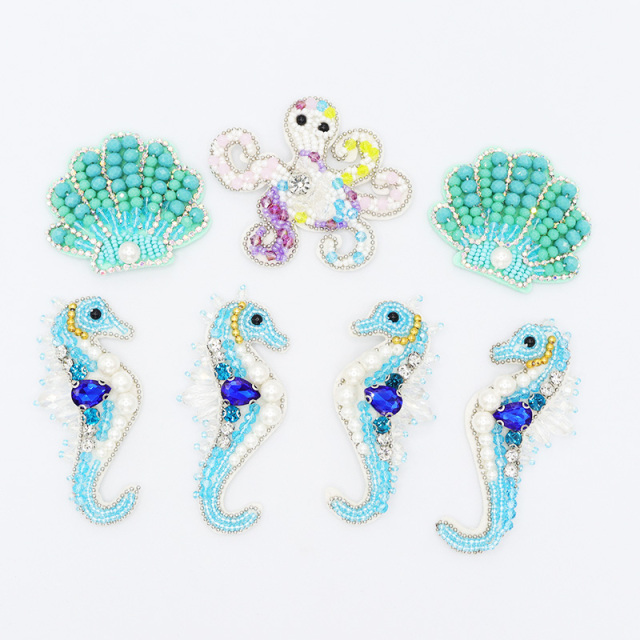 Multi Style Sea Animals Beaded Applique Patches Factory