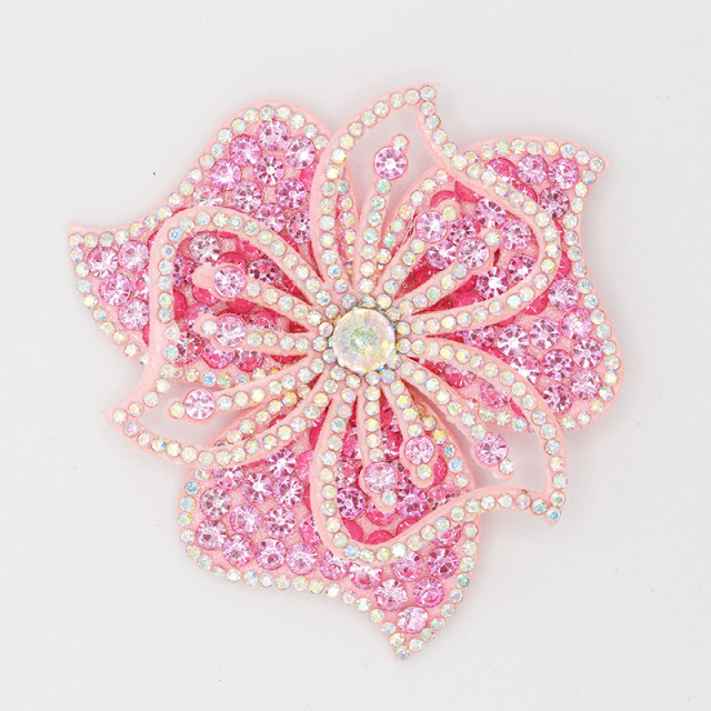 3D Beaded Diamond Flower Applique for Apparel Wholesale