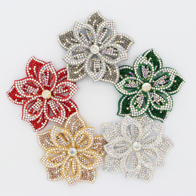 6.6*6.6cm Luxury 3D Diamante Floral Appliques for Dresses Custom