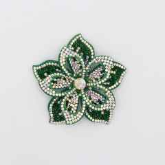 6.6*6.6cm Luxury 3D Diamante Floral Appliques for Dresses Custom
