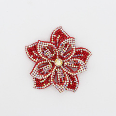 6.6*6.6cm Luxury 3D Diamante Floral Appliques for Dresses Custom