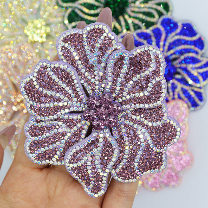 8*7.6cm 3D Bedazzled Flower Appliques for Clothes Supplier