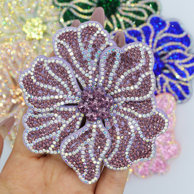 8*7.6cm 3D Bedazzled Flower Appliques for Clothes Supplier