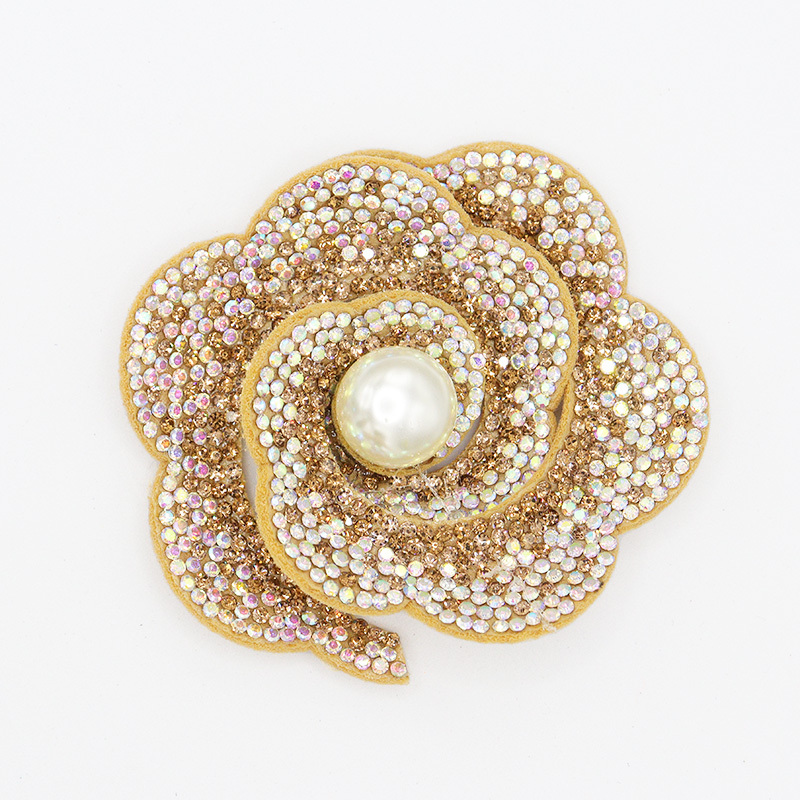 Elegant Pearl Beaded Floral Applique for Clothing Factory