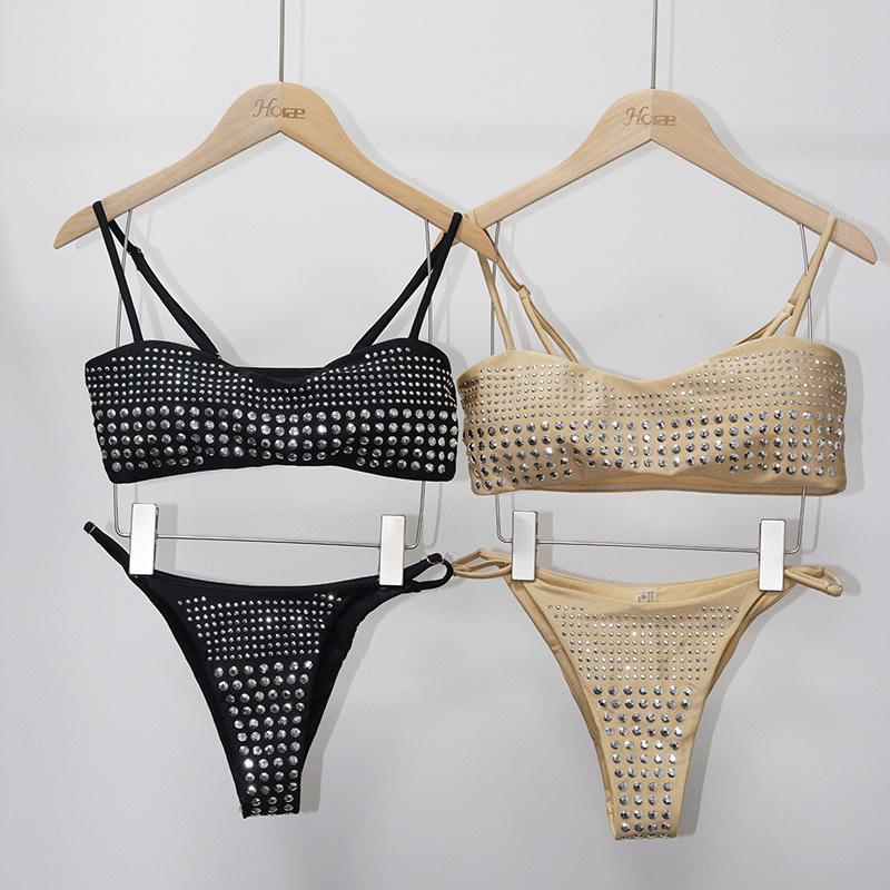 Bling Women Rhinestone Bandeau Bikini Set Supplier