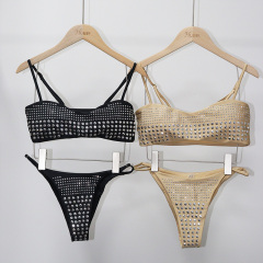 Bling Women Rhinestone Bandeau Bikini Set Supplier