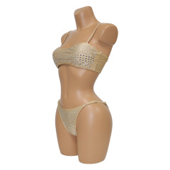 Bling Women Rhinestone Bandeau Bikini Set Supplier