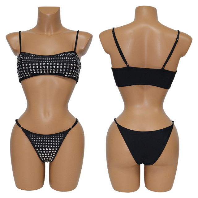 Bling Women Rhinestone Bandeau Bikini Set Supplier