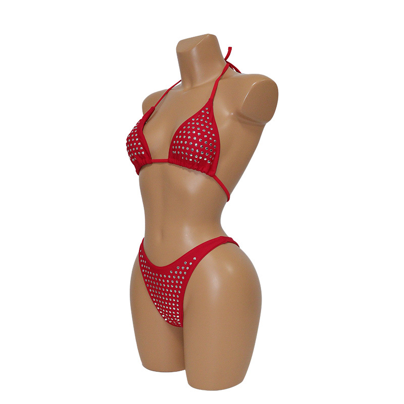 Red Diamond Triangle Bathing Suit for Pole Wear Custom