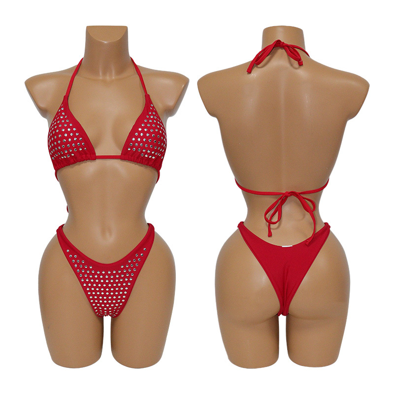 Red Diamond Triangle Bathing Suit for Pole Wear Custom