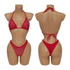 Red Diamond Triangle Bathing Suit for Pole Wear Custom