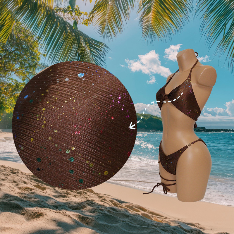 Brown 2 Pieces Bikini Swim Suits with Leg Straps Factory