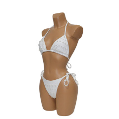 White Pearl Beaded String Bathing Suit Custom
