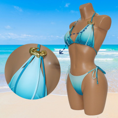 Gradient Color Weaved String Triangle Bikini Wholesale