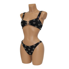 Black Rhinestone Shell Bathing Suit for Pool Party Wear Factory