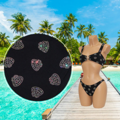 Black Rhinestone Shell Bathing Suit for Pool Party Wear Factory