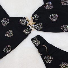 Black Rhinestone Shell Bathing Suit for Pool Party Wear Factory