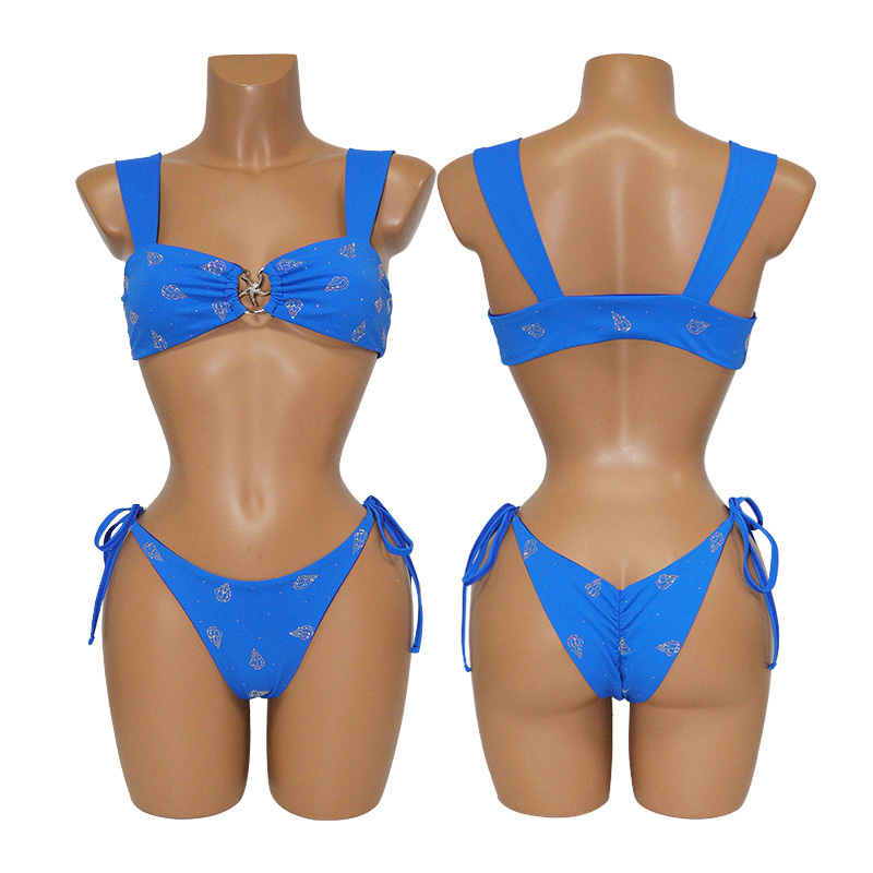 Blue Bedazzled Crystal Sea Snail Bathing Suit Custom