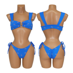 Blue Bedazzled Crystal Sea Snail Bathing Suit Custom