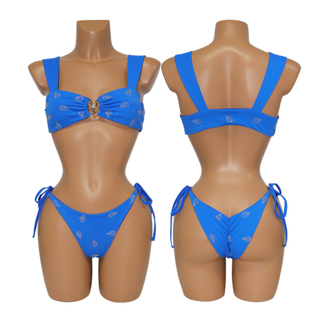 Blue Bedazzled Crystal Sea Snail Bathing Suit Custom