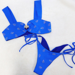 Blue Bedazzled Crystal Sea Snail Bathing Suit Custom