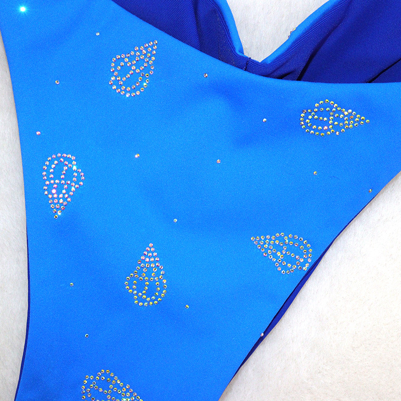 Blue Bedazzled Crystal Sea Snail Bathing Suit Custom