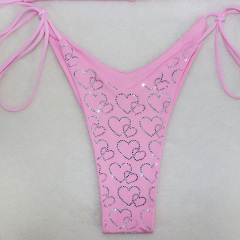 Pink Heart Shaped Rhinestone Pole Wear Bathing Suit Manufacturer