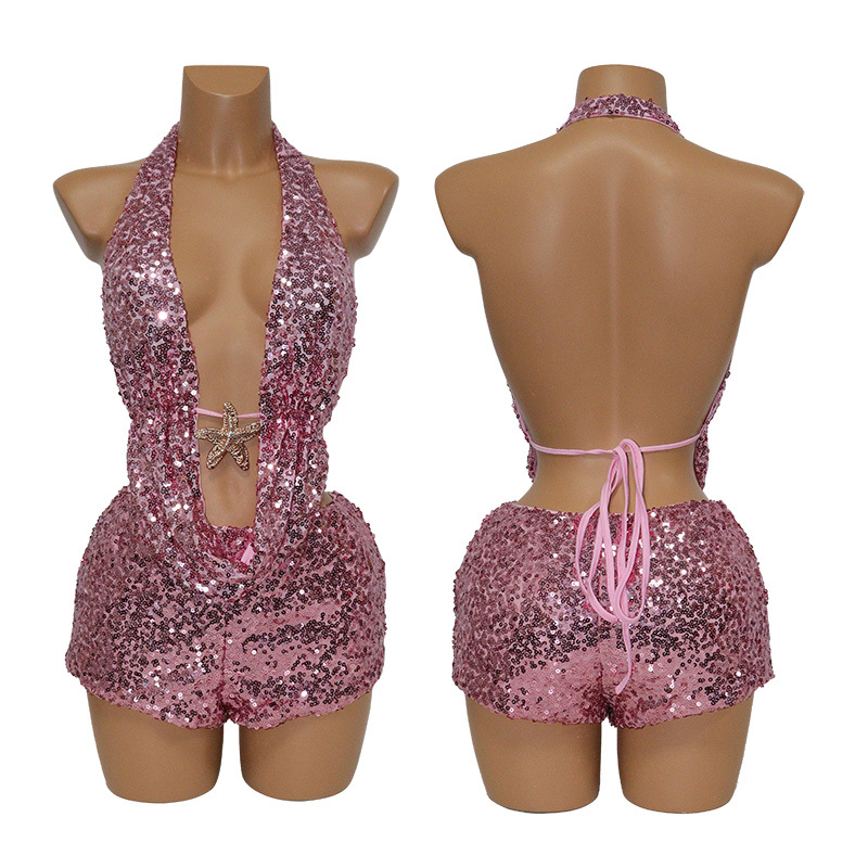 Sparkly Pink Sequin Short Pants for Women Exporter