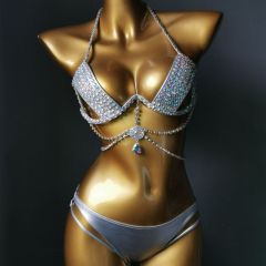 Ladies Sexy Crystal Hollow Out Carnival Outfits with Tassel Chain Exporter