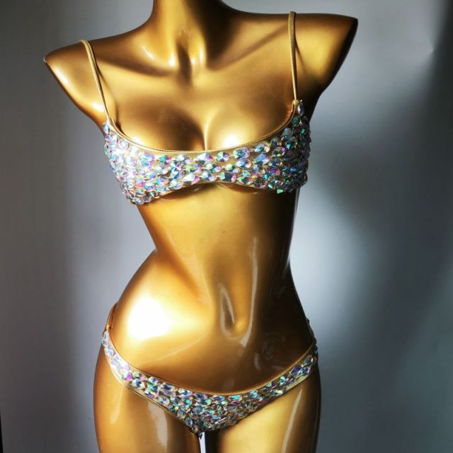 2 Pieces Jeweled Bikini Festival Carnival Outfits Factory