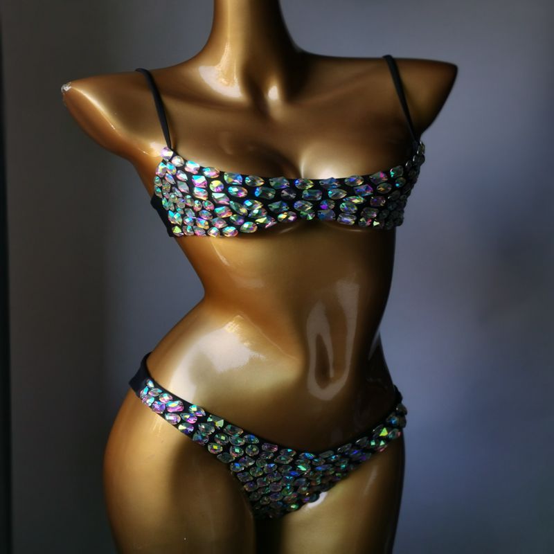 2 Pieces Jeweled Bikini Festival Carnival Outfits Factory
