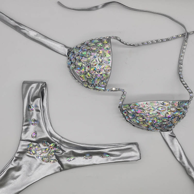 Shiny Crystal Bandage Hollow Out Bikini Carnival Clothes Supplier