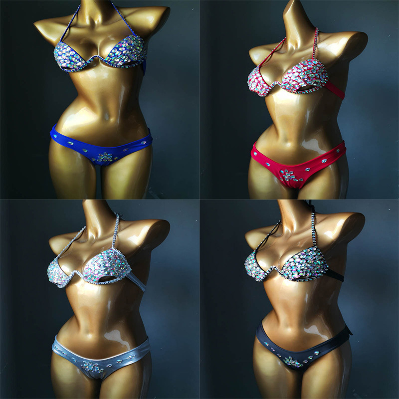 Shiny Crystal Bandage Hollow Out Bikini Carnival Clothes Supplier