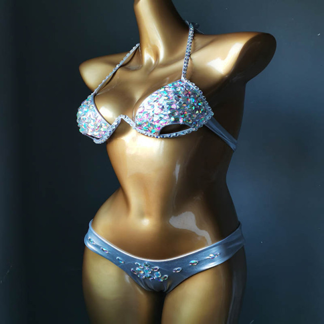 Shiny Crystal Bandage Hollow Out Bikini Carnival Clothes Supplier