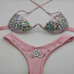 Shiny Crystal Bandage Hollow Out Bikini Carnival Clothes Supplier