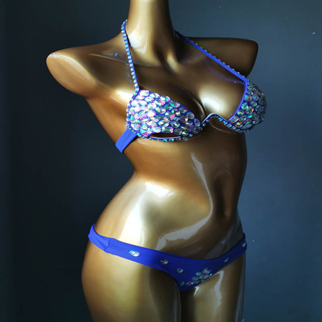 Shiny Crystal Bandage Hollow Out Bikini Carnival Clothes Supplier