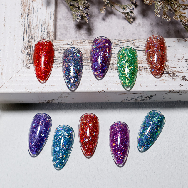 rainbow glitter gel