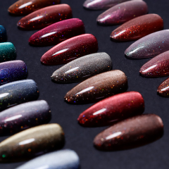 rainbow glitter glaze cat eye gel