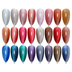 rainbow glitter glaze cat eye gel