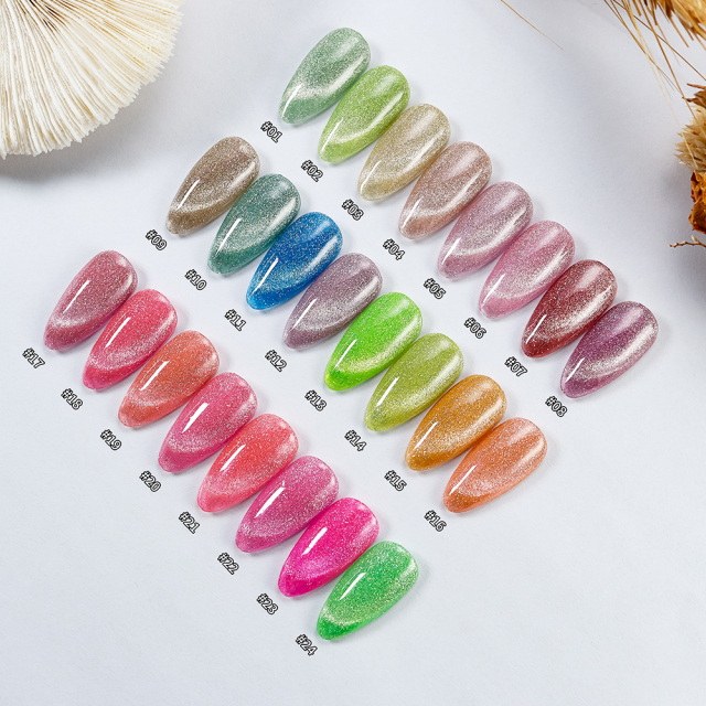 Spring and Summer ice crystal cat eye gel