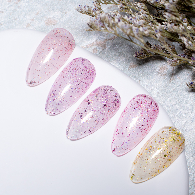 Rainbow glitter base gel